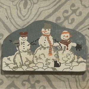 Cat’s Meow Retired Snowmen Trio. Wood Collectable.